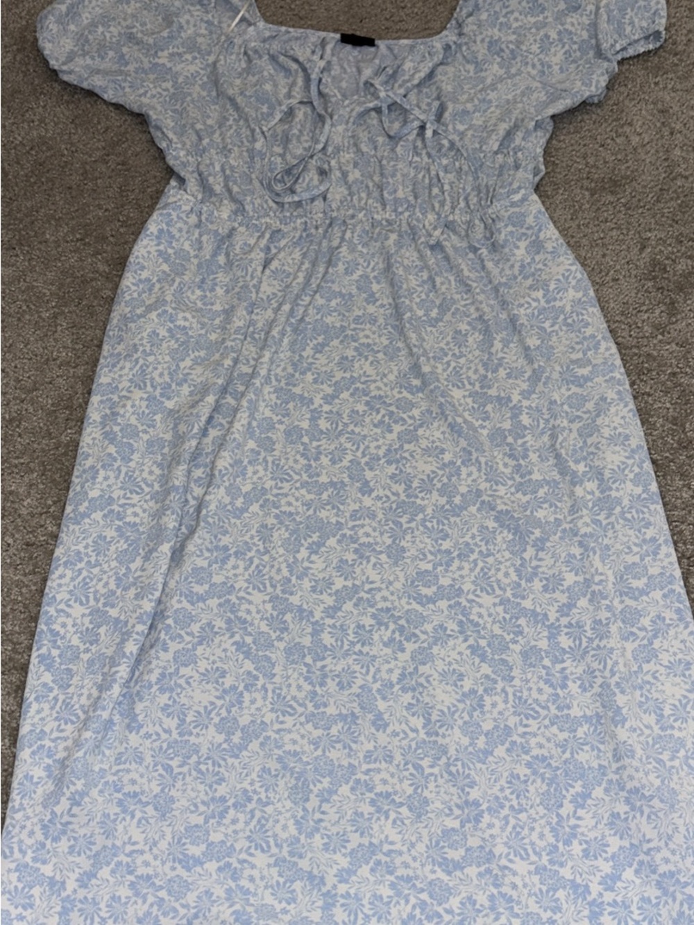 Light Blue Floral Smocked Maxi Dress
